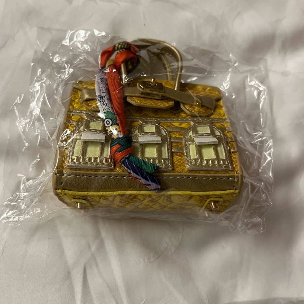 New non branded Yellow Mini Bag charm with Gold Accents